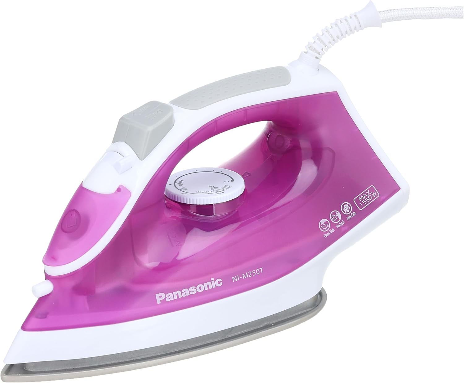 مكواة بخار 1550 واط بقاعدة تيتانيوم من Panasonic | وردي مكواة بخار 1550 واط بقاعدة تيتانيوم من Panasonic | وردي